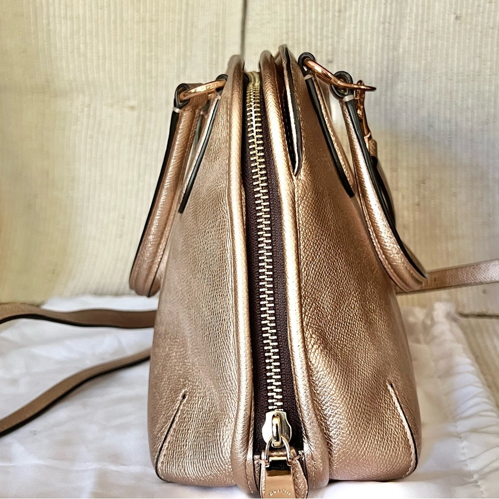 Coach Bag Rose Gold Metallic Leather Prince Street Satchel - Picture 8 of 17